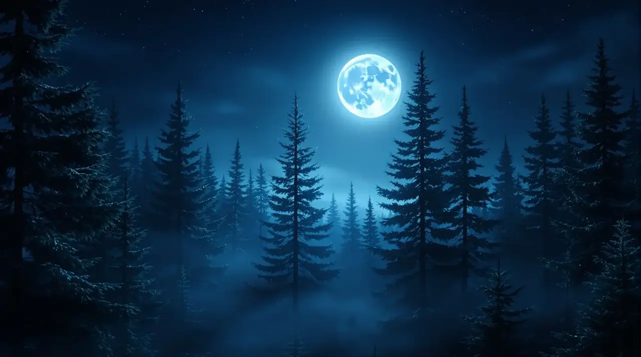 尤果网官网 月夜杉林主题背景
